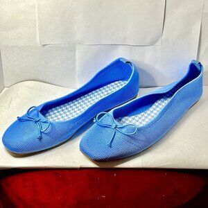 41 Hawthorn SZ 9 Blue Claudia Stretch Woven Ballerina Flats W Bowtie Detail